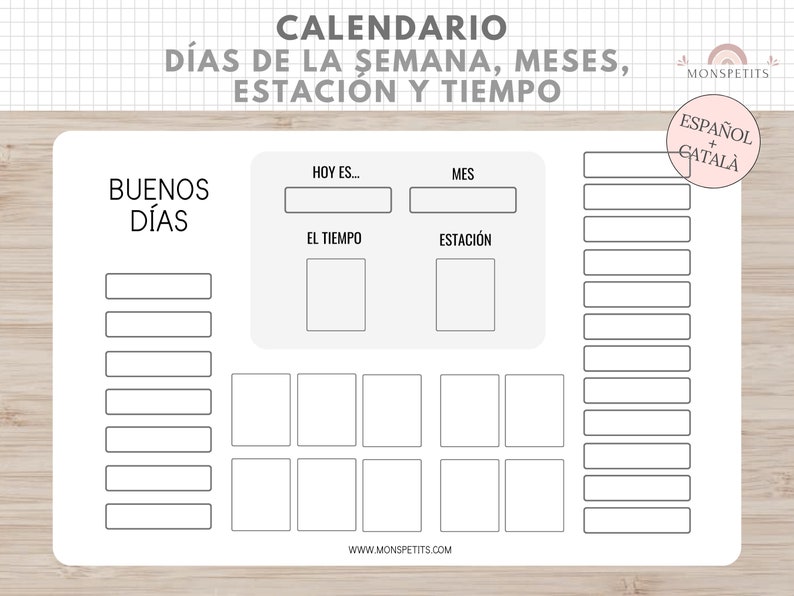 Calendario Días Semana, Estación, Tiempo, Emociones, Organización Niños, Español, Català, Asamblea, Rutinas y Hábitos, Educación Infantil imagen 2