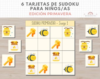 Sudokus Primavera, Juego Niños, Lógica Matemática, Imprimible, Español, Català, Aprendizaje, Descarga Digital, Educación, Homeschooling