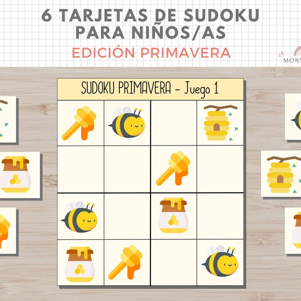 Sudokus Primavera, Juego Niños, Lógica Matemática, Imprimible, Español, Català, Aprendizaje, Descarga Digital, Educación, Homeschooling