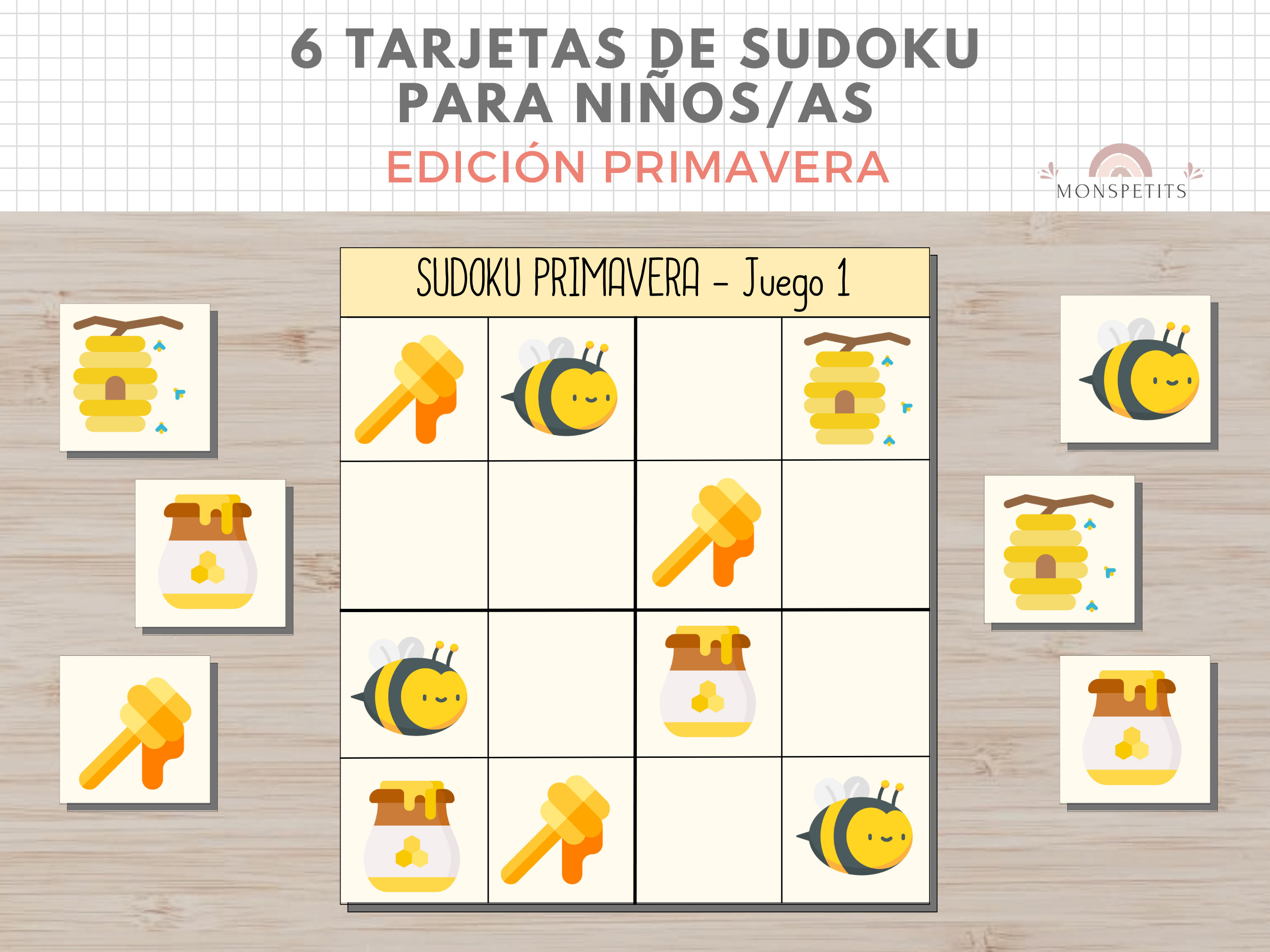 Sudokus Primavera, Juego Niños, Lógica Matemática, Imprimible, Español, Català, Aprendizaje, Descarga Digital, Educación, Homeschooling