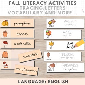 Fall Literacy Activities, Read, Write, Educational Printable, Kids, English, Early Childhood Education, Download, Homeschooling