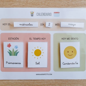 Calendario Días Semana, Estación, Tiempo, Emociones, Organización Niños, Español, Català, Asamblea, Rutinas y Hábitos, Educación Infantil imagen 2