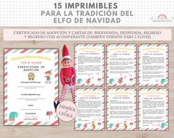 Kit 15 Imprimibles Elfo Navidad, Tradicion Navideña, Actividades, Carta Bienvenida, Certificado Adopción, Casa, Pósters, Español, Català