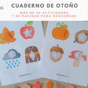 Cuaderno Actividades Otoño, 80 páginas, Aprendizaje para niños, Español, Català, Imprimible Educativo, PDF Descarga Digital, Homeschooling imagen 4