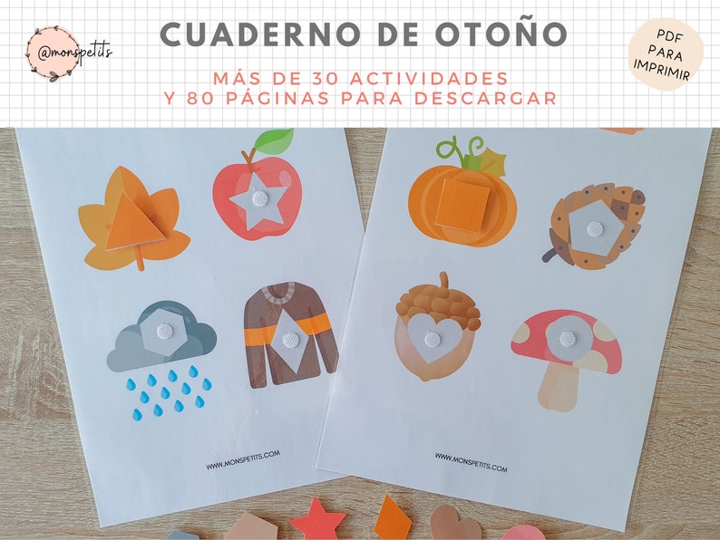 Cuaderno Actividades Otoño, 80 páginas, Aprendizaje para niños, Español, Català, Imprimible Educativo, PDF Descarga Digital, Homeschooling imagen 4