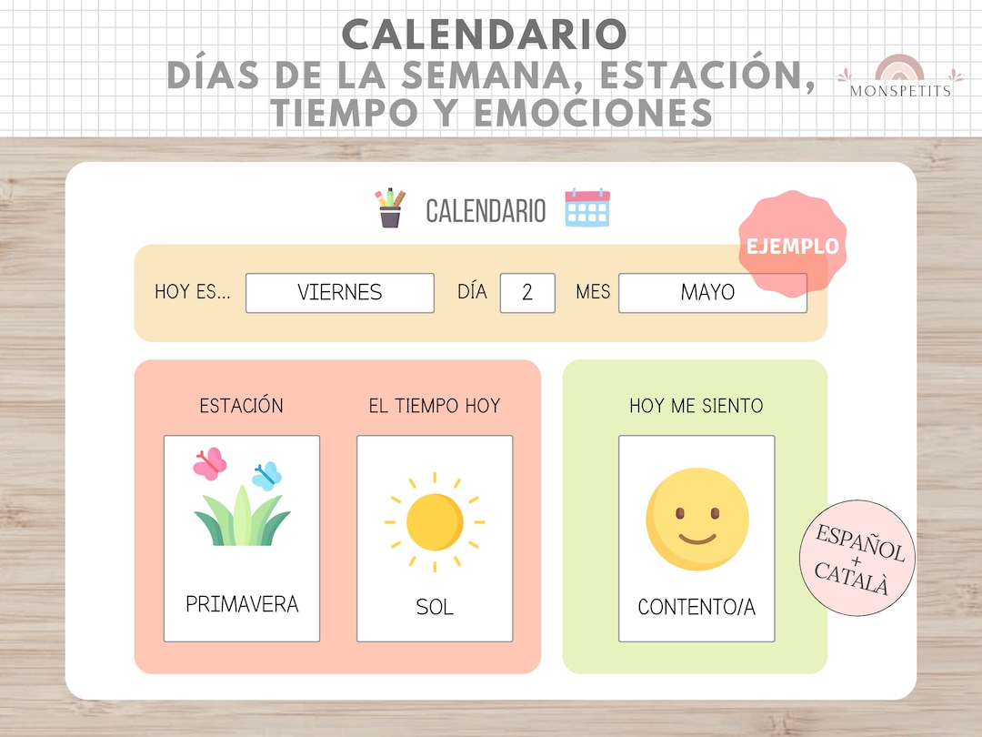 Rutina Bebe De AÃ±o Y Dos Meses Calendario Días Semana, Estación