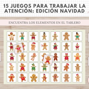 15 Juegos para la Atención, Versión Navidad, Actividad Preescolar, Educación Infantil, Primaria, Homeschooling, Imprimible, Español, Català