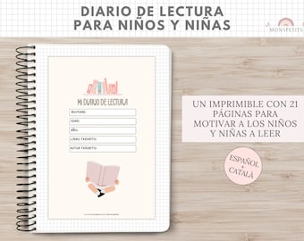 Diario de Lectura, Imprimible Niños, Carnet Lector, Posters Biblioteca, Reto Lectura, Registro de Libros, Español, Català, Educación