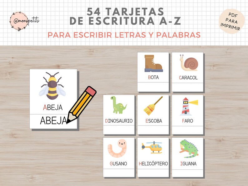 54 Tarjetas Escribir Letras, Español y Catalán, Abecedario ...