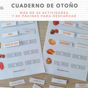 Cuaderno Actividades Otoño, 80 páginas, Aprendizaje para niños, Español, Català, Imprimible Educativo, PDF Descarga Digital, Homeschooling imagen 6