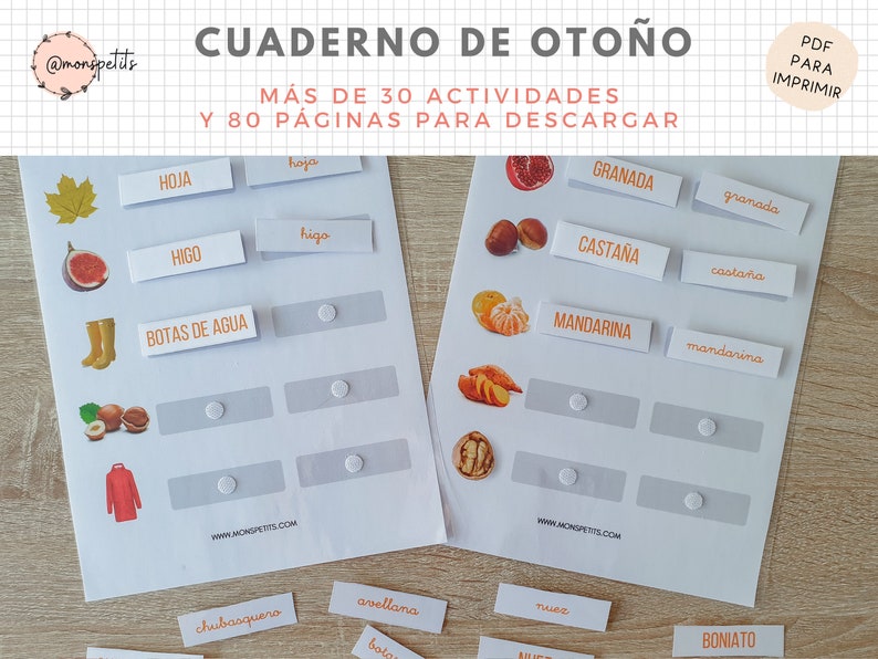 Cuaderno Actividades Otoño, 80 páginas, Aprendizaje para niños, Español, Català, Imprimible Educativo, PDF Descarga Digital, Homeschooling imagen 6
