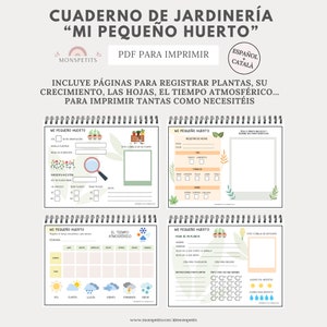 Cuaderno Jardineria Imprimible, Mi Pequeño Huerto, Registro de Plantas, Hojas, Árboles, Naturaleza, Vocabulario, Educación Infantil imagen 2