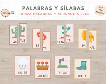 Silabas y palabras - Aprender a Leer - Español - Primavera - Imprimible Educativo para Niños - Educacion Infantil