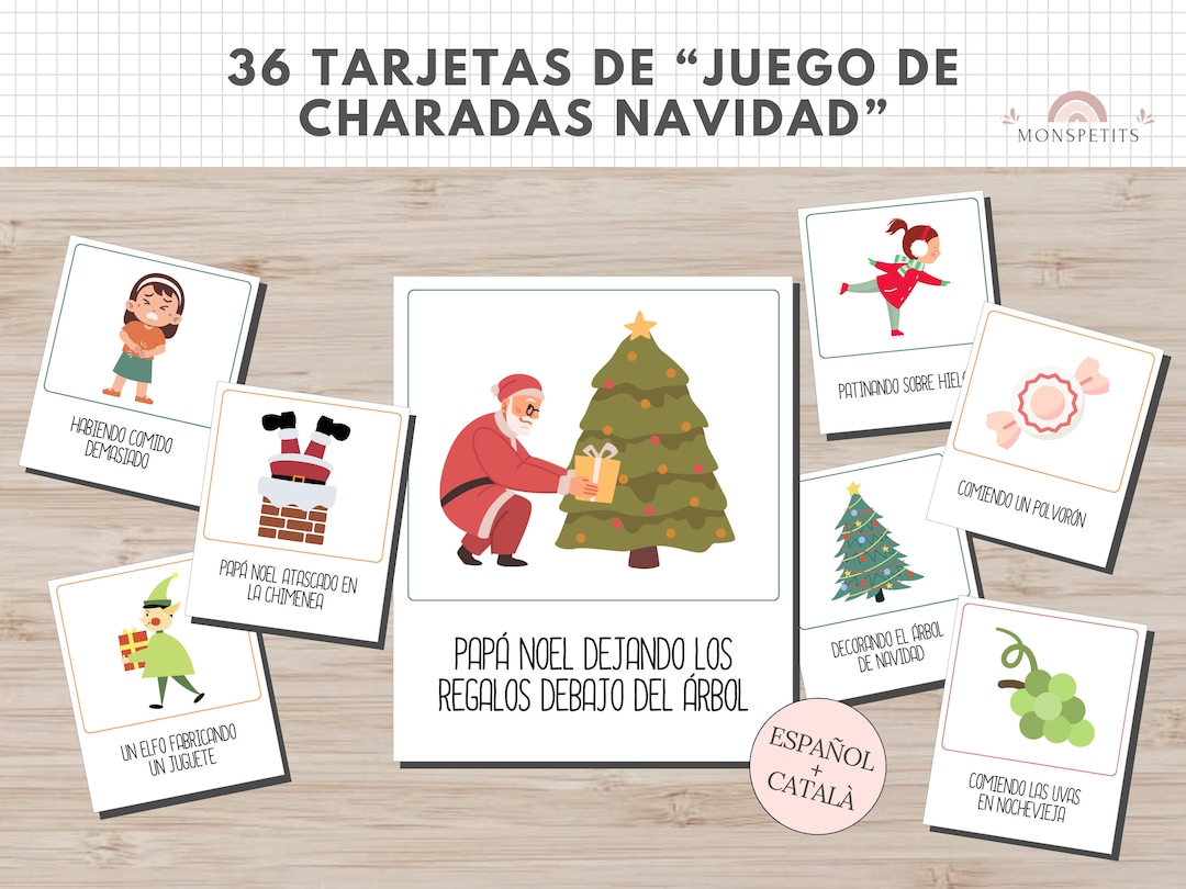 36 Tarjetas Juego Charadas Navidad, Imprimible, Mímica, Acciones, Fiesta,  Vocabulario, Español, Català, Descarga Digital, Homeschooling - Etsy México, image size:1080x810