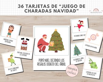 36 Tarjetas Juego Charadas Navidad, Imprimible, Mímica, Acciones, Fiesta, Vocabulario, Español, Català, Descarga Digital, Homeschooling