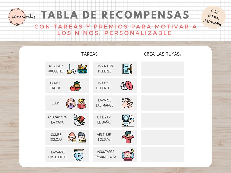 Tabla de Recompensas, Hábitos Rutinas Niños, Español, Català, Descarga Digital, Imprimible Educativo, Homeschooling, Educación, Aprendizaje imagen 3