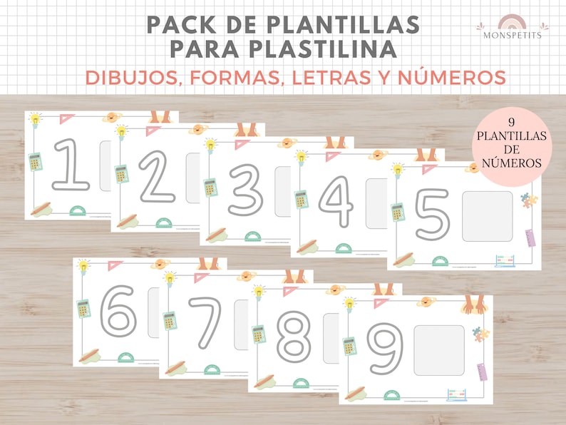 Pack Plantillas para Plastilina, Formas, Letras, Dibujos, Números, Imprimible, Español, Català, Descarga Digital, Educación, Homeschooling zdjęcie 4