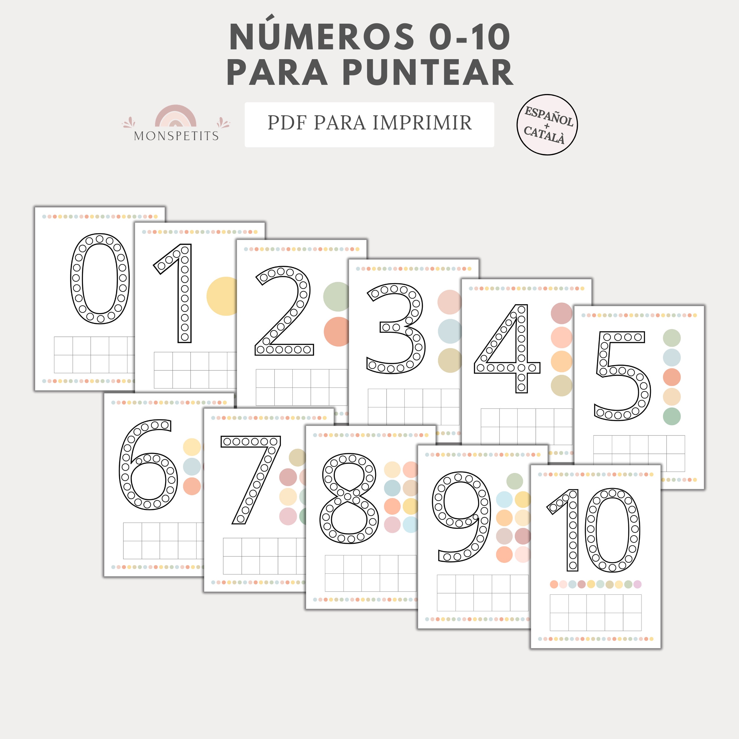 Fichas Números para Puntear, 0-10, Puntos, Aprender Números Niños ...