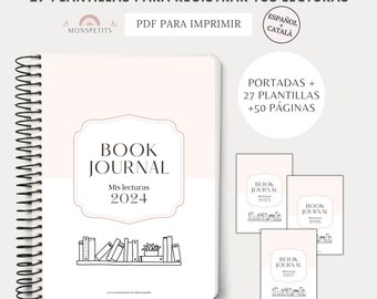 Book Journal, 27 plantillas, 50 pág, Registra Lecturas del Año, Organización, Cuaderno Lectura, Bullet Journal, Descarga Digital, Imprimible