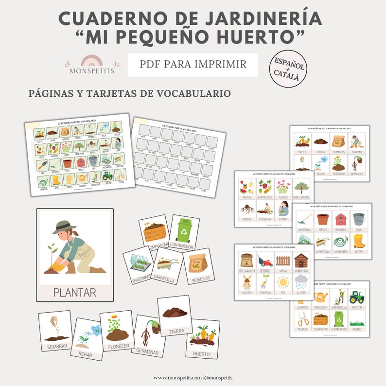 Cuaderno Jardineria Imprimible, Mi Pequeño Huerto, Registro de Plantas, Hojas, Árboles, Naturaleza, Vocabulario, Educación Infantil imagen 3