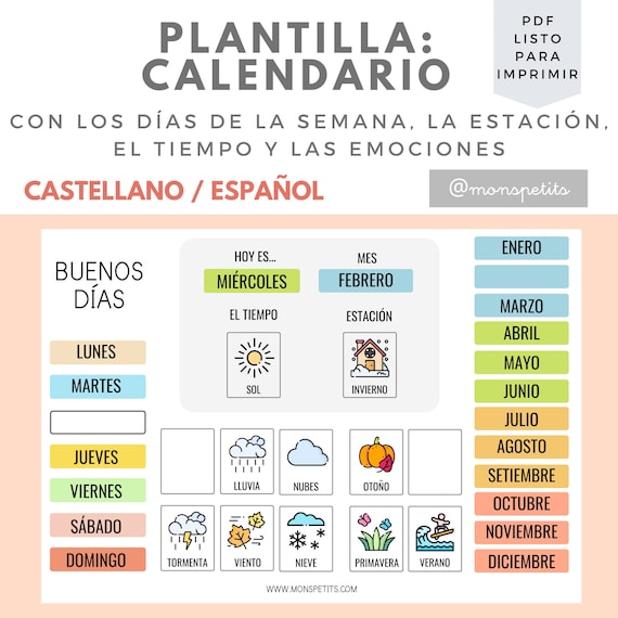 Calendario emocional para imprimir: tristes y contentas