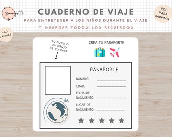 Cuaderno de Viaje Niños, Imprimible, Español, Català, Actividades Educativas, Diario Personal, Entrentenimiento, Descarga Digital, PDF