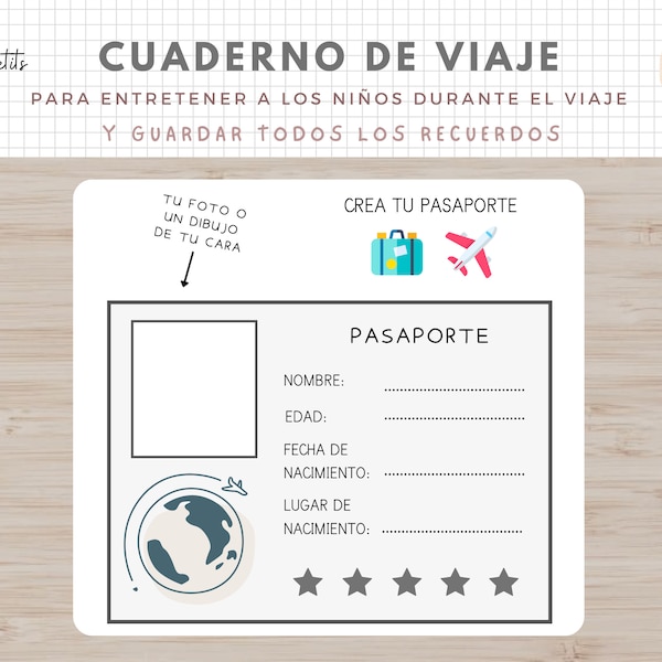 Cuaderno de Viaje Niños, Imprimible, Español, Català, Actividades Educativas, Diario Personal, Entrentenimiento, Descarga Digital, PDF
