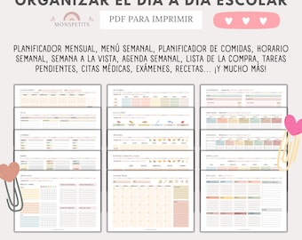 16 Plantillas Organización Escolar, Imprimible Planificación, Español, Catala, Menu, Horario Escolar, Cuidado Familiar, Agenda, Lista Compra