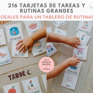 216 tarjetas de Rutinas Grandes, Horario Niños, Organización, Español, Català, Imprimible Educativo, Plantilla PDF, Digital, Homeschooling