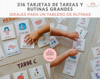 216 tarjetas de Rutinas Grandes, Horario Niños, Organización, Español, Català, Imprimible Educativo, Plantilla PDF, Digital, Homeschooling