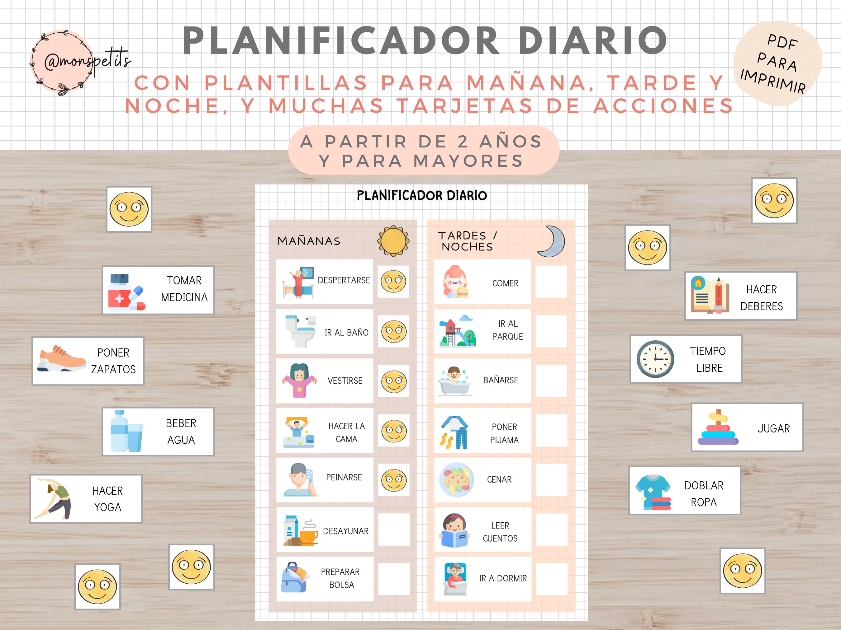 Planificador de Tareas Diarias, Plantilla Rutinas, Hábitos, Español, Català, Organización con Niños, Imprimible Educativo, Homeschooling