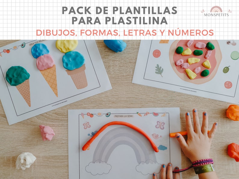 Pack Plantillas para Plastilina, Formas, Letras, Dibujos, Números, Imprimible, Español, Català, Descarga Digital, Educación, Homeschooling imagen 1