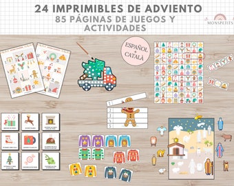 24 Imprimibles Adviento para Niños, 85 págs, Juegos Navidad, Actividades, Español, Català, Educación Infantil, Primaria, Homeschooling