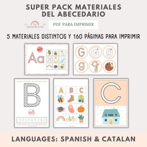 Super Pack Materiales Abecedario, Letras Alfabeto, PDF Imprimible Digital, Lectoescritura, Niños Educación Infantil, Descarga Español Català