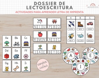 Dossier Lectoescritura, Letra Imprenta, Español, Català, Aprender Letras, Educación Infantil, Actividades Abecedario, Imprimible Niños