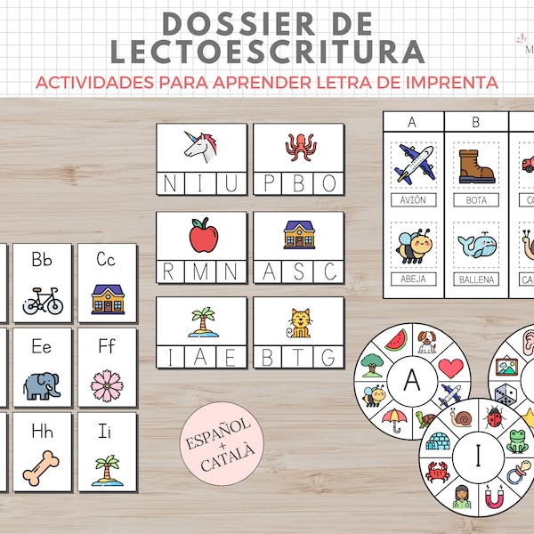 Dossier Lectoescritura, Letra Imprenta, Español, Català, Aprender Letras, Educación Infantil, Actividades Abecedario, Imprimible Niños