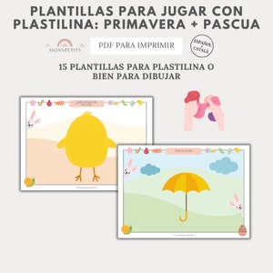 Plantillas Plastilina, Playdough Mats, Primavera Pascua, Dibujo, Imprimible, Educación Infantil, Descarga PDF, Español Català, Homeschooling imagen 2
