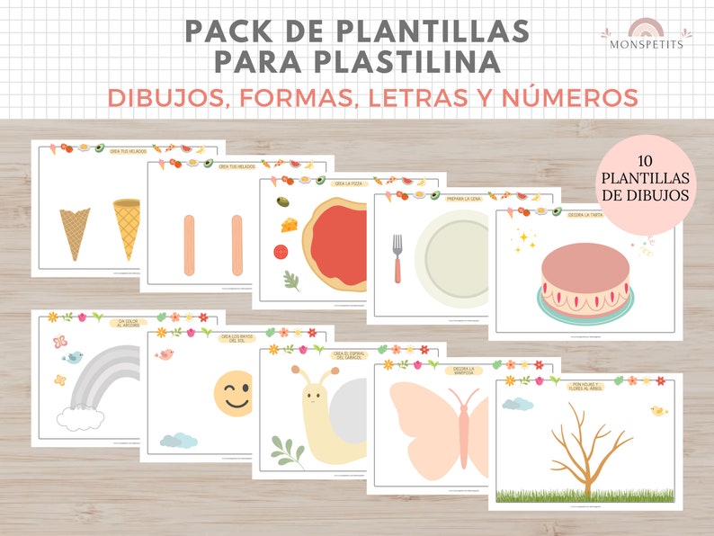 Pack Plantillas para Plastilina, Formas, Letras, Dibujos, Números, Imprimible, Español, Català, Descarga Digital, Educación, Homeschooling image 3