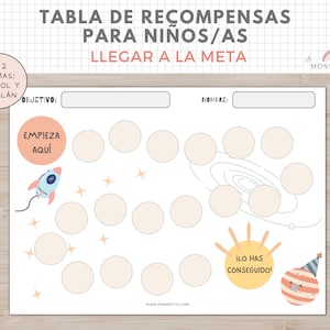 Tabla Recompensas para Niños/as, Imprimible A4, Español, Català, Goal Chart, Plantilla Descarga Digital, Educación, Homeschooling imagen 2