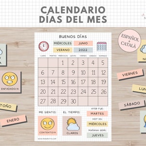 Calendario Días del Mes, Organización Niños, Español, Català, Asamblea Mañanas, Rutinas y Hábitos, Educación Infantil, Thuisonderwijs