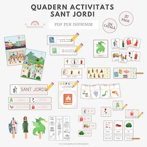 Quadern Sant Jordi Imprimible CATALÀ, Activitats Educació Infantil, Vocabulari, Lectoescriptura, Llegenda Diada, PDF Educatiu, Descarregable