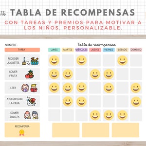 Tabla de Recompensas, Hábitos Rutinas Niños, Español, Català, Descarga Digital, Imprimible Educativo, Homeschooling, Educación, Aprendizaje imagen 1