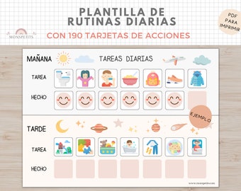 Plantilla Tareas Diarias, Rutinas Niños, Organización, Planificador, Español Català, Imprimible Educativo, Descarga Digital, Homeschooling