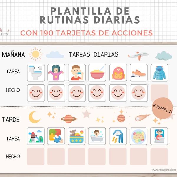 Plantilla Tareas Diarias, Rutinas Niños, Organización, Planificador, Español Català, Imprimible Educativo, Descarga Digital, Homeschooling