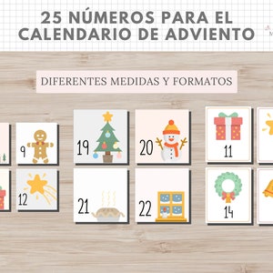 25 Números Calendario Adviento, Números para Sobres, Cajas, Imprimible Navidad, Niños, Español, Educación, Descarga Digital, Homeschooling
