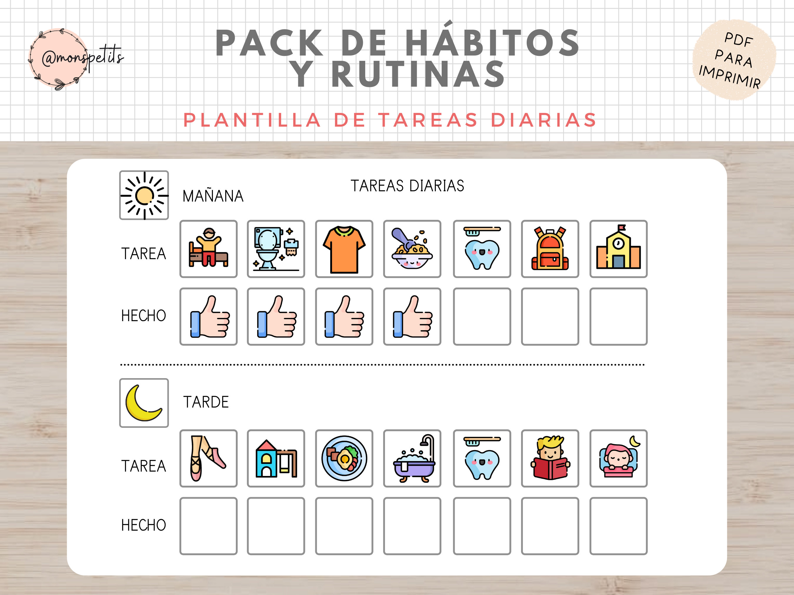 Pack Hábitos Y Rutinas Planificador Horario Niños Etsy España