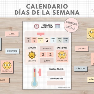Calendario Días de la Semana, Organización Niños, Español, Català, Asamblea Mañanas, Rutinas y Hábitos, Educación Infantil, Homeschooling