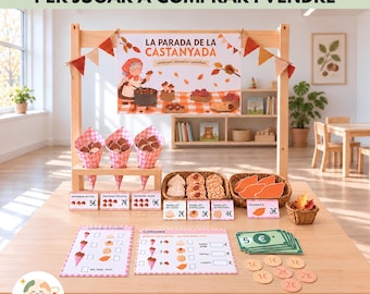 La parada de la Castanyada, Joc Simbòlic, Castanyes, Panellets, Matemàtiques, Educació Infantil, PDF Imprimible Català