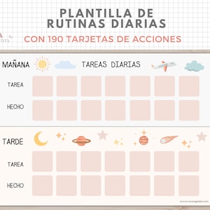 Plantilla Tareas Diarias, Rutinas Niños, Organización, Planificador, Español Català, Imprimible Educativo, Descarga Digital, Homeschooling image 2