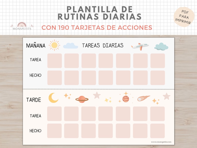 Plantilla Tareas Diarias, Rutinas Niños, Organización, Planificador, Español Català, Imprimible Educativo, Descarga Digital, Homeschooling imagen 2